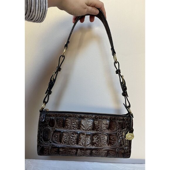 Brahmin Y2K Brown Croc Embossed Leather Shoulder Bag 25th Anniversary Edition - Picture 1 of 13
